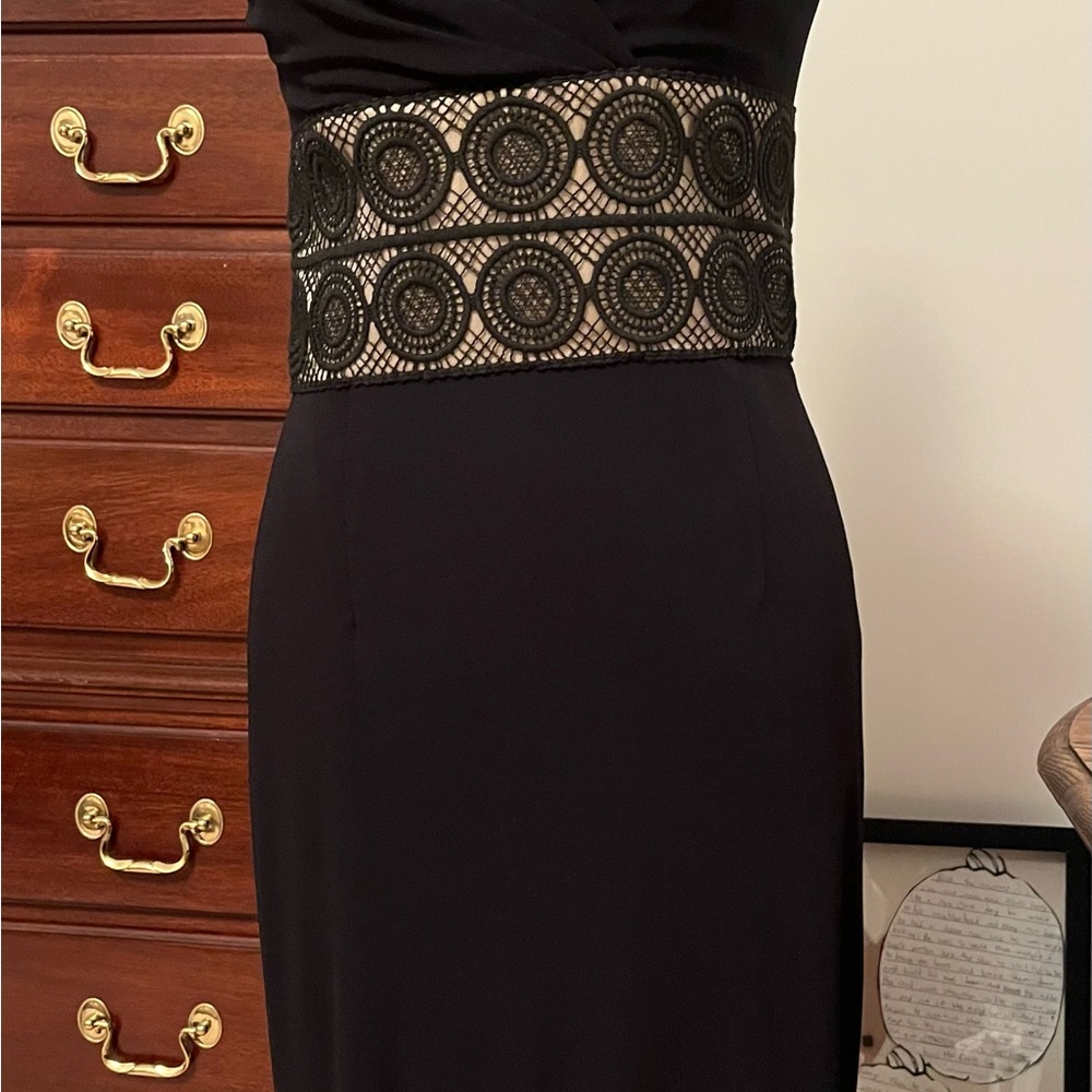 Kay Unger Black Maxi Dress with Lace Waist